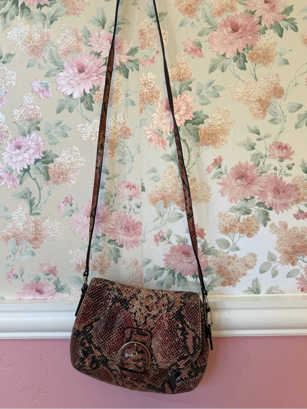 Y2K Snakeskin-Print Shoulder Bag